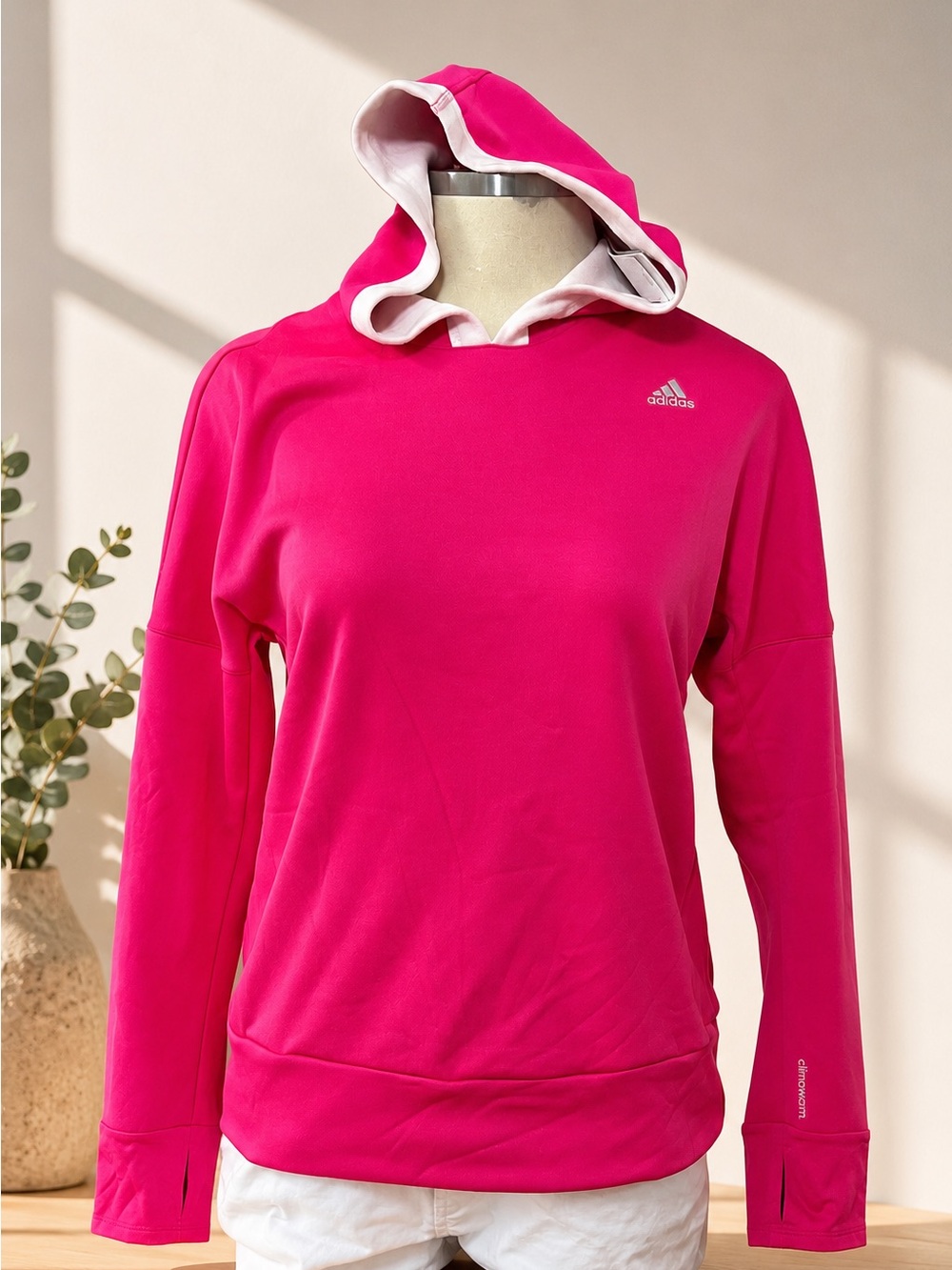 Adidas Vibrant Pink Climawarm Astro Women’s Pullover with White Accents